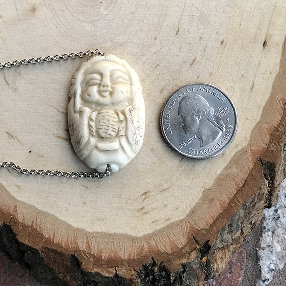 🔴 SALE ! White turquoise boho buddha necklace - Picture 3 of 8